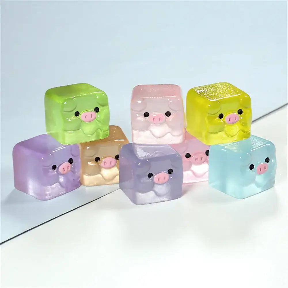 Luminous resin cactus miniatures colorful pig figurines for bedroom