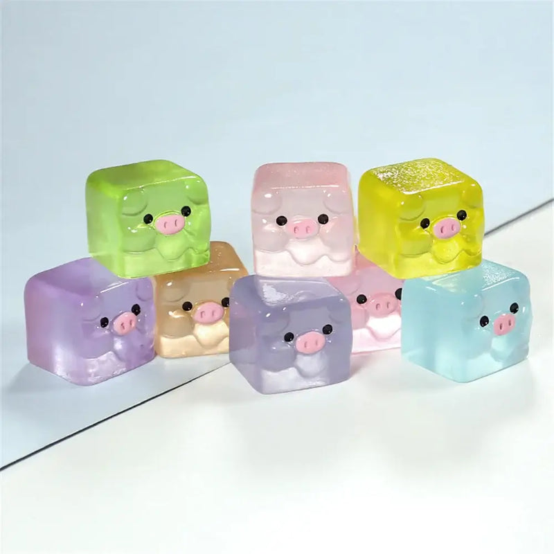 Luminous resin cactus miniatures colorful pig figurines for bedroom