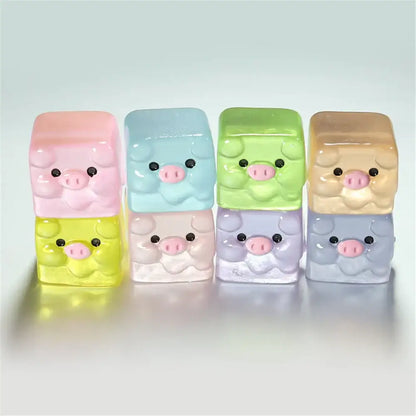 Luminous resin cactus miniatures colorful pig figurines for bedroom