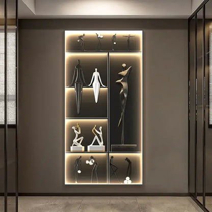 Modern abstract metal sculpture set luminous wall living room