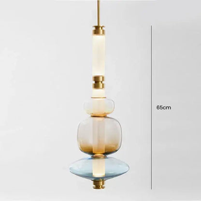Modern amber & green luna glass tube chandelier dining room light