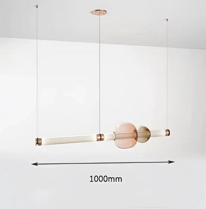 Modern amber & green luna glass tube chandelier dining room light