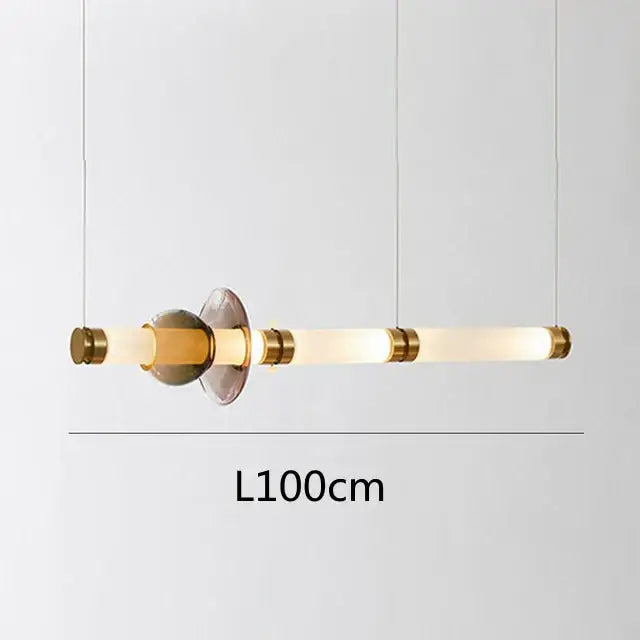 Modern amber & green luna glass tube chandelier dining room light