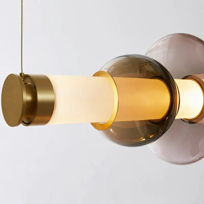 Modern amber & green luna glass tube chandelier dining room light