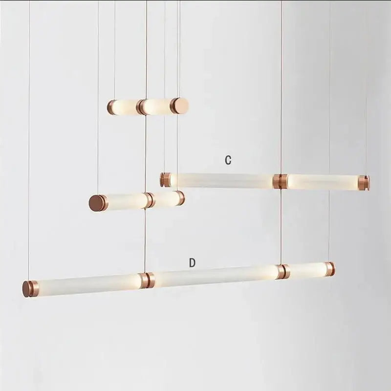 Modern amber & green luna glass tube chandelier dining room light