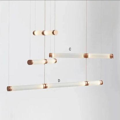 Modern amber & green luna glass tube chandelier dining room light