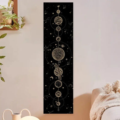 Psychedelic black & white lunar eclipse moon phase tapestry bedroom art