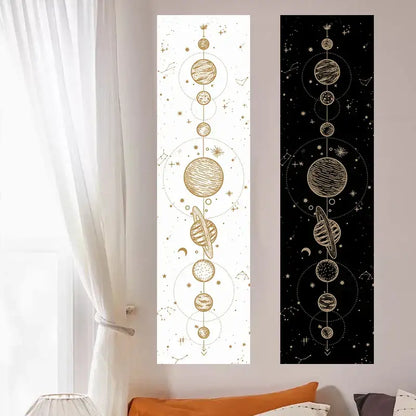 Psychedelic black & white lunar eclipse moon phase tapestry bedroom art