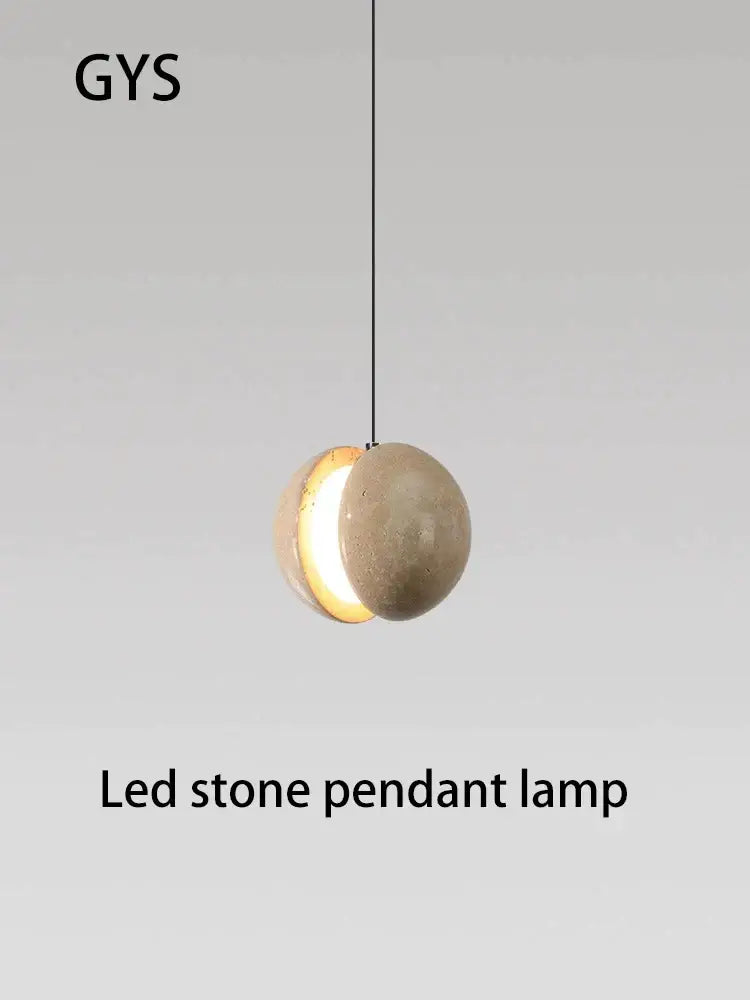 Minimalist concrete lunar stone pendant – bedroom led sphere light