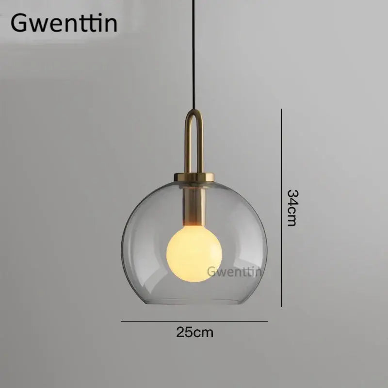 Luxe glass ball pendant lights brass and frosted glass dining room