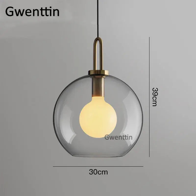 Luxe glass ball pendant lights brass and frosted glass dining room