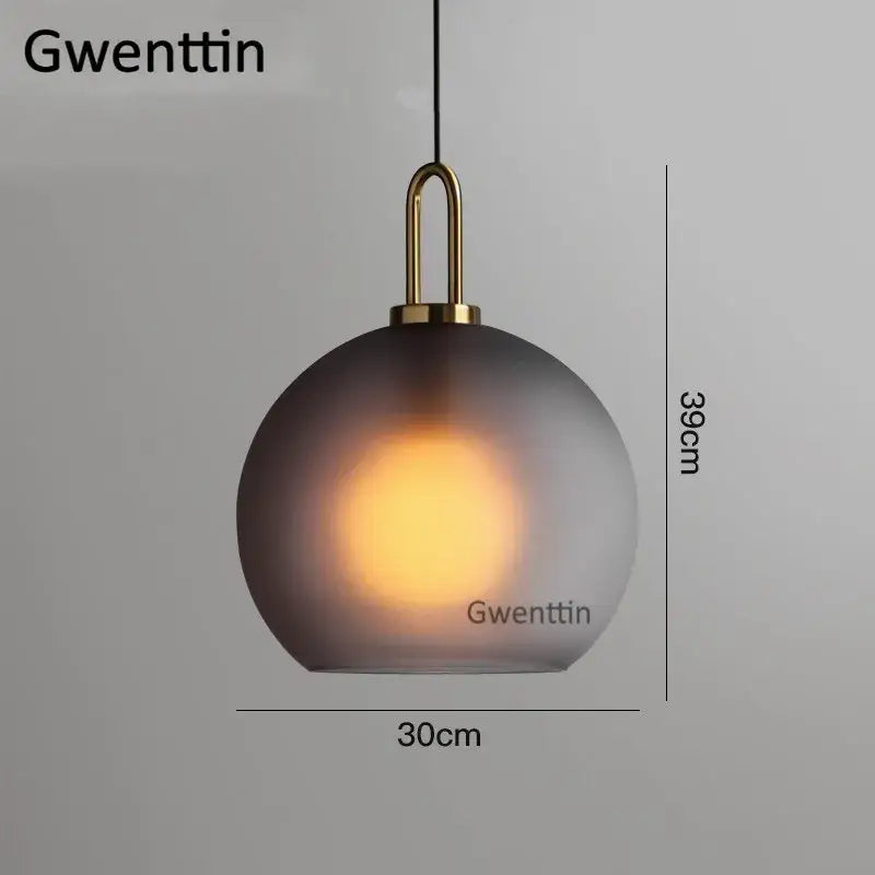Luxe glass ball pendant lights brass and frosted glass dining room