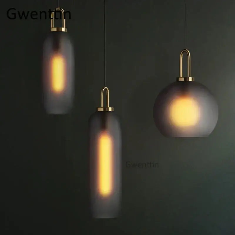 Luxe glass ball pendant lights brass and frosted glass dining room
