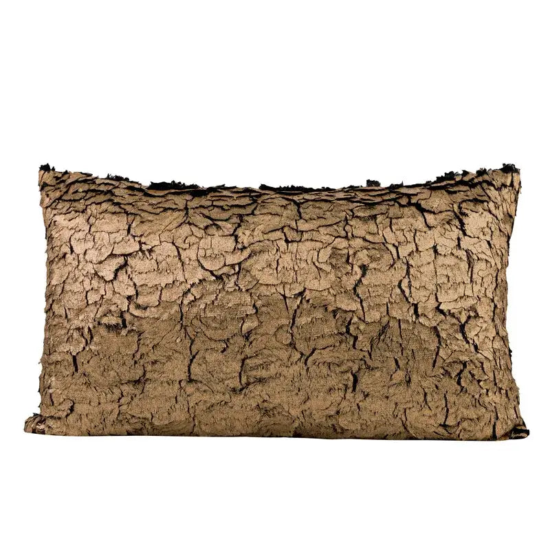 Luxe gold foil brown bark texture cushion cover living room