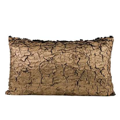 Luxe gold foil brown bark texture cushion cover living room