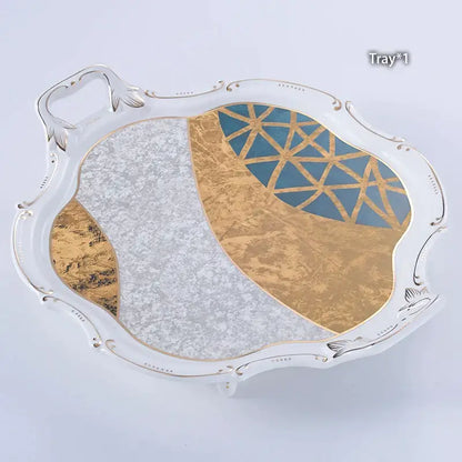 Luxe gold inlay teal bone china coffee set dining room porcelain tea set