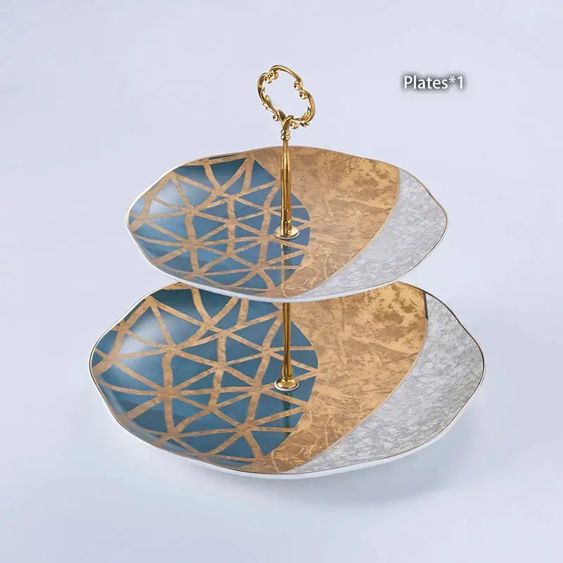 Luxe gold inlay teal bone china coffee set dining room porcelain tea set