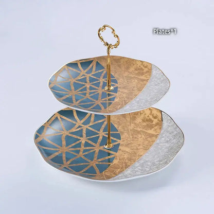 Luxe gold inlay teal bone china coffee set dining room porcelain tea set