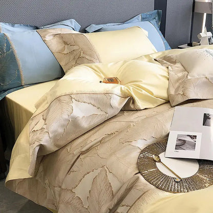 Luxe teal & gold satin jacquard 1000tc egyptian cotton bedding set bedroom