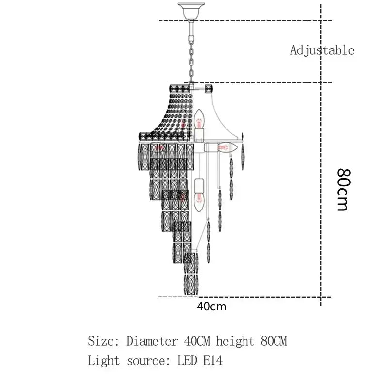 Luxe golden crystal chandelier for living room and staircase
