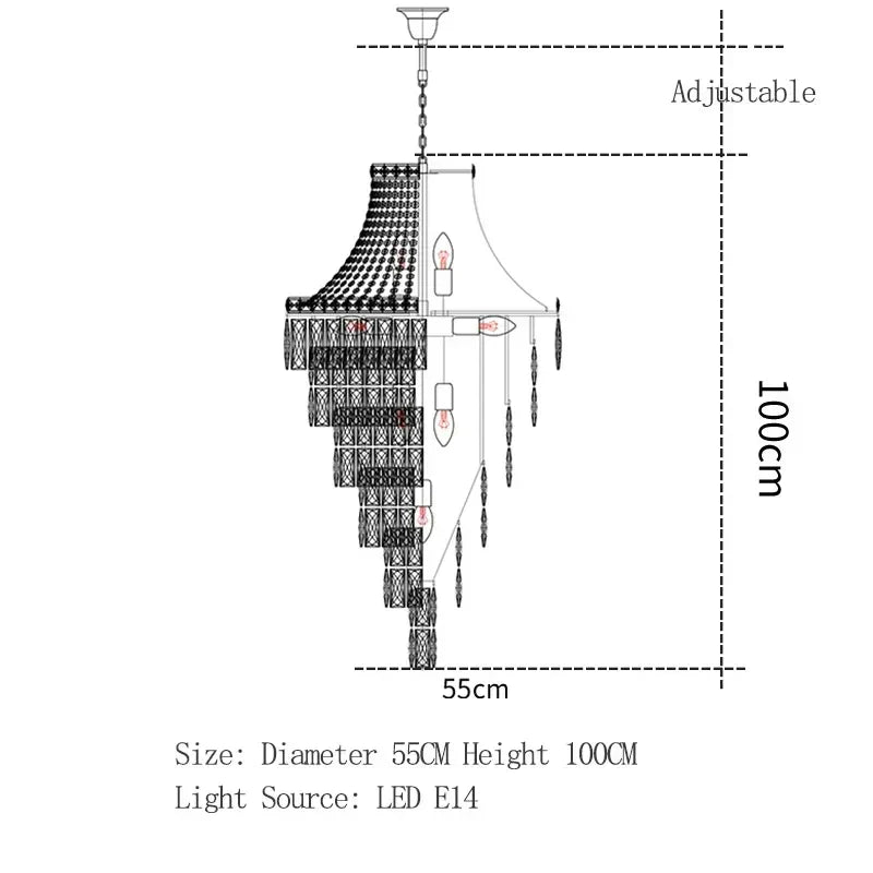 DecorBites™ Luxe Golden Crystal Chandelier for Hotel Lobby, Living Room & Staircase