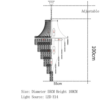 DecorBites™ Luxe Golden Crystal Chandelier for Hotel Lobby, Living Room & Staircase