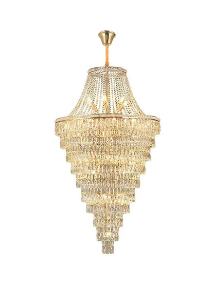 DecorBites™ Luxe Golden Crystal Chandelier for Hotel Lobby, Living Room & Staircase