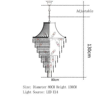 DecorBites™ Luxe Golden Crystal Chandelier for Hotel Lobby, Living Room & Staircase