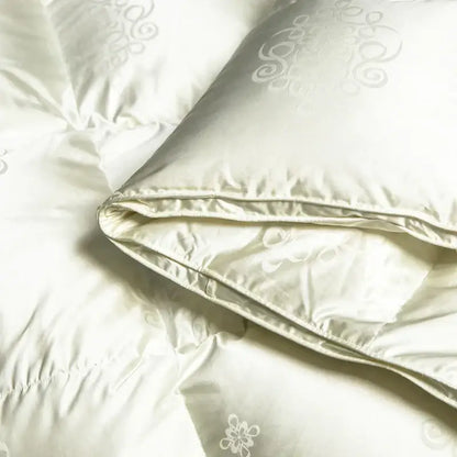 Luxe goose duck cream satin quilt bedroom embroidered bedding