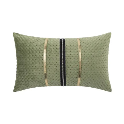 Luxe gray & white chevron beaded velvet cushion cover living room