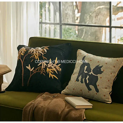 Luxe black & white greyhound decorative pillow cover living room accent
