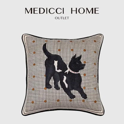Luxe black & white greyhound decorative pillow cover living room accent