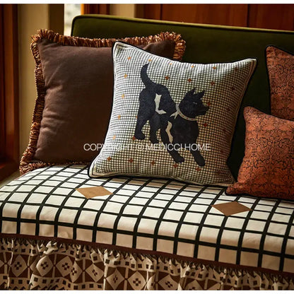 Luxe black & white greyhound decorative pillow cover living room accent