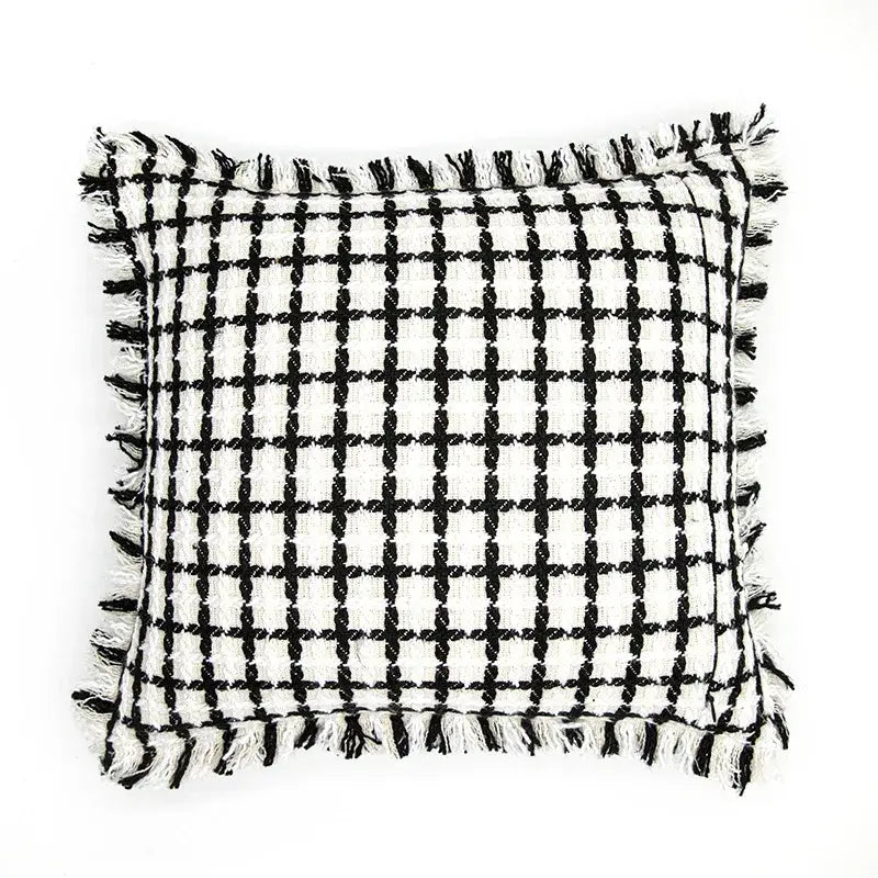 Geometric luxe hotel pillowcases black & white living room decor