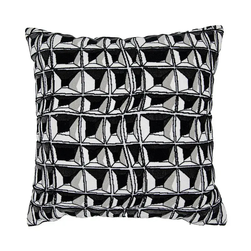 Geometric luxe hotel pillowcases black & white living room decor