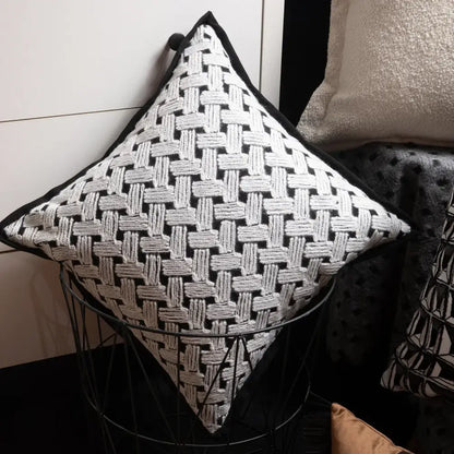 Geometric luxe hotel pillowcases black & white living room decor