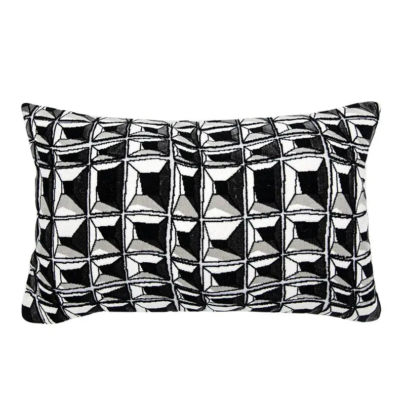 Geometric luxe hotel pillowcases black & white living room decor