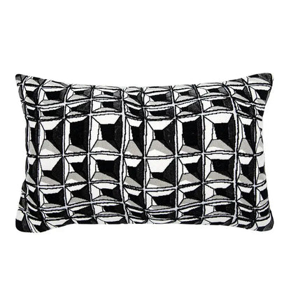Geometric luxe hotel pillowcases black & white living room decor