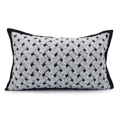 Geometric luxe hotel pillowcases black & white living room decor