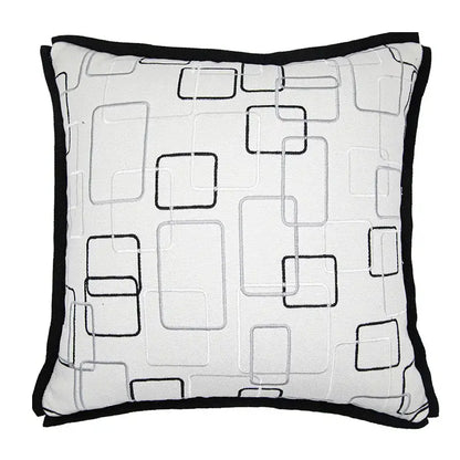 Geometric luxe hotel pillowcases black & white living room decor