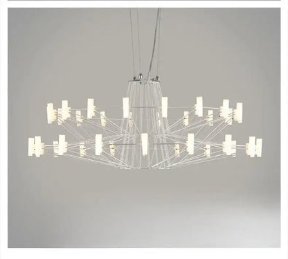 Modern luxe iron wire round led chandelier black and white dining room
