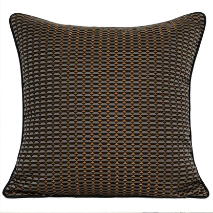 Luxe abstract brown & gray jacquard cushion covers living room