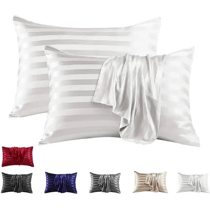 Luxe black satin jacquard pillow cover set bedroom stripe case