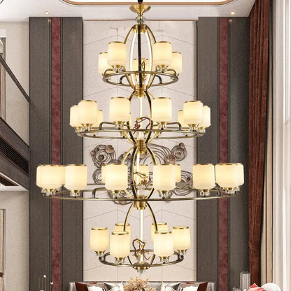 Modern black & gold luxe jade chandelier for living room hall