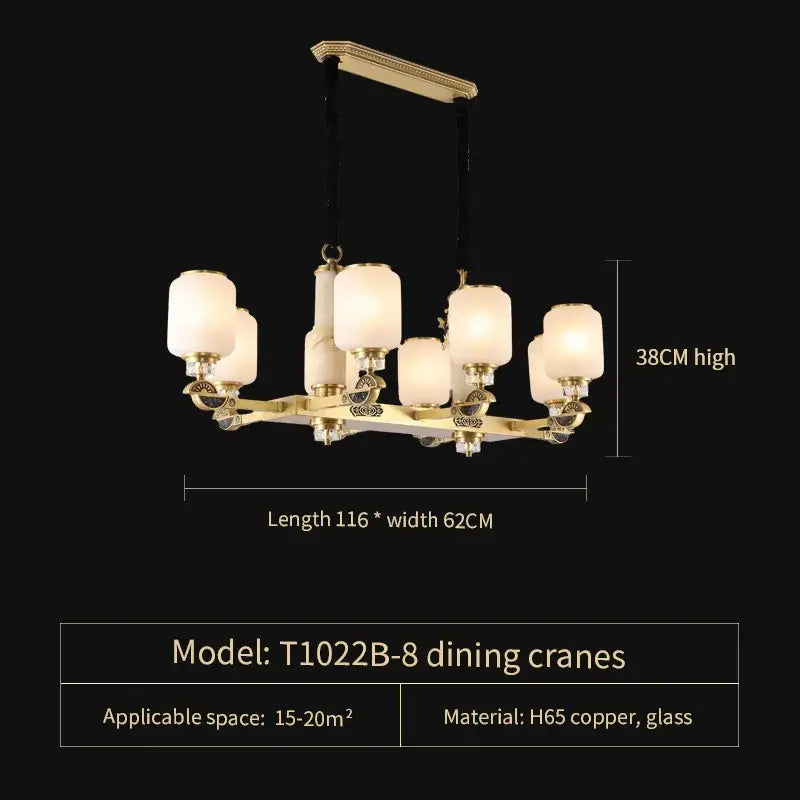 Luxe jade brass chandelier with frosted glass for living room