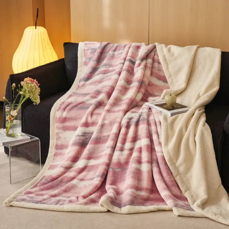 Luxe leopard rabbit fur blanket – living room plush throw