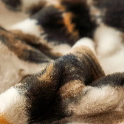 Luxe leopard rabbit fur blanket – living room plush throw