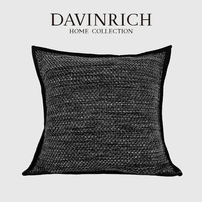Black textured luxe linen blend cushion covers living room decor