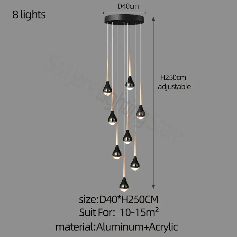 luxe loft black & gold chandelier living room pendant light