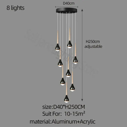 luxe loft black & gold chandelier living room pendant light